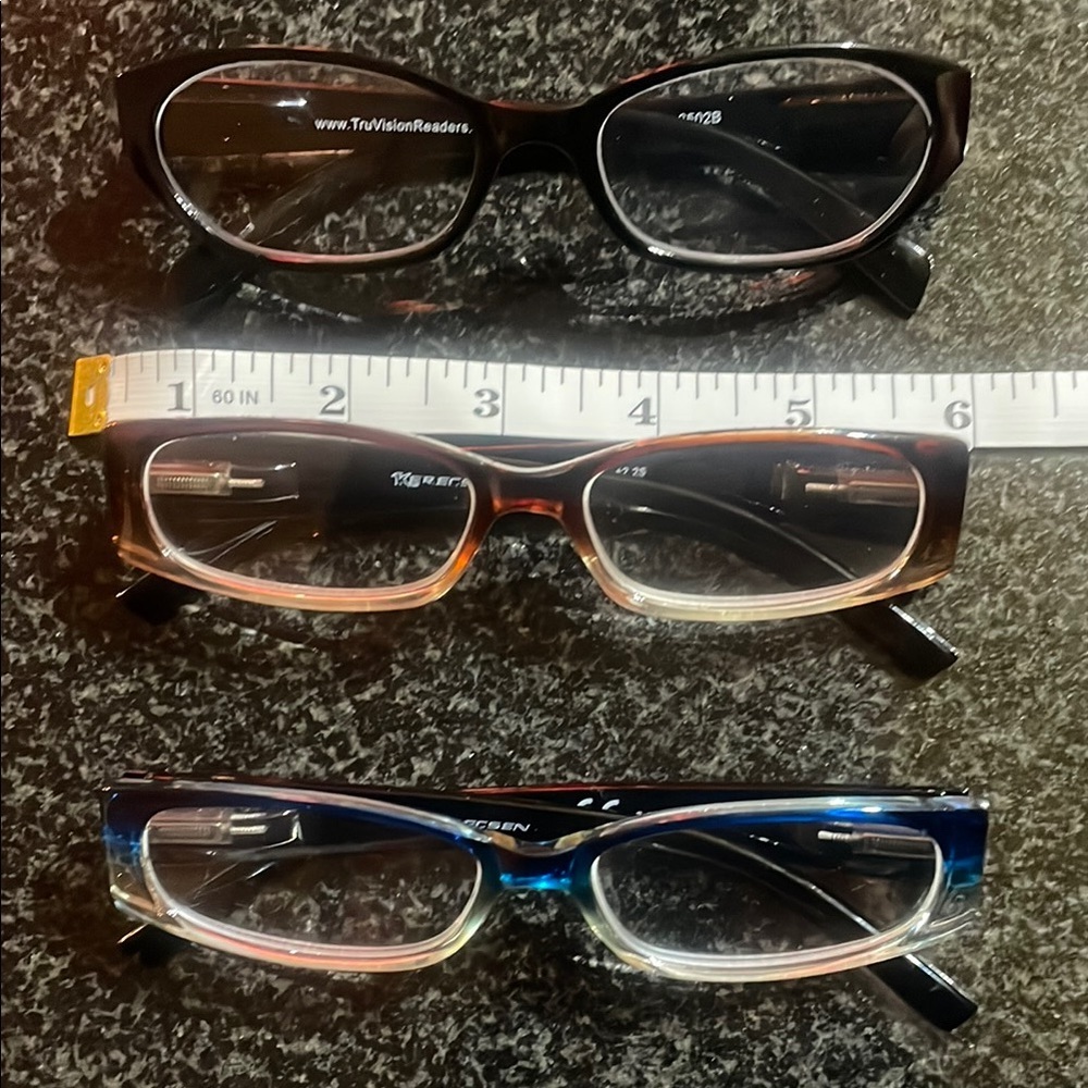 3 Women's Black, Brown, and Blue Glasses Set +2.25 - Picture 3 of 7